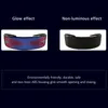 Two images of LED glasses, one showing the glow effect and the other the non-luminous effect, with descriptive text below. Podgląd zdjęcia produktu
