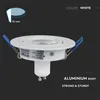 A product image of a white recessed light fixture against a dark background, with text overlays describing its features and specifications. Náhled obrázku produktu