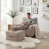 Sitzsack Sessel mit Hocker für Erwachsene, Flauschiger Cord Produktbild-Vorschau 2