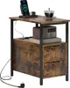 A rustic-style side table with a charging station, USB ports, and drawers. Podgląd zdjęcia produktu