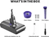 An image showing the contents of a vacuum cleaner accessory kit, including a battery, filters, screws, a cleaning brush, and a screwdriver. Produktbild-Vorschau