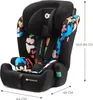 A studio shot of a child car seat with dimensions indicated. Produktbild-Vorschau