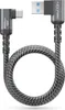 A coiled USB-A to USB-C cable with angled connectors. Produktbild-Vorschau
