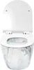 A front view of a wall-mounted toilet with the lid open. Produktbild-Vorschau