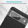 A close-up of a smartphone camera lens protector with water droplets on it, illustrating its water-repellent feature. Produktbild-Vorschau