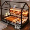Merax Kinderbett 90x200 cm, Hausförmiges Plattformbett mit Produktbild-Vorschau 2