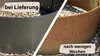 A split image showing a metal garden edging product before and after weathering. The left side shows the product in its delivery state, and the right side shows it after a few weeks, with rust. Produktbild-Vorschau