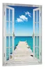 Wallario Wandbild mit Fenster-Illusion: Steg am tropischen Produktbild-Vorschau 2