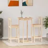 A wooden bar table and two stools are set up in a room with abstract art on the wall. Produktbild-Vorschau