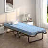 A folding guest bed with a blue mattress is set up in a room with a nightstand and a window. Anteprima dell’immagine prodotto