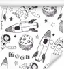Tapeta Do Pokoju Dzieci KOSMONAUCI Planety Rakiety z modnym Podgląd zdjęcia produktu 1