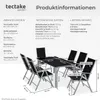 A diagram and information about a garden furniture set. Voir les images du produit