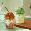 Trinkbecher mit Deckel und Strohhalm-Ripple Glas Eiskaffee Produktbild-Vorschau 6