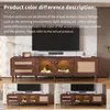 MODFU Meuble TV 180 cm avec éclairage LED, 2 tiroirs en Voir les images du produit 3