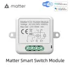 A white smart switch module with wiring diagram and connectivity logos. Náhled obrázku produktu