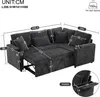 A diagram showing the dimensions of a sectional sofa with a pull-out bed. Produktbild-Vorschau