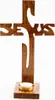 Stehkreuz "Jesus" in Holz 29 cm mit Teelichthalter Produktbild-Vorschau 1