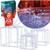 A collage showing a child holding a product box and the product itself, which are illuminated gift boxes. Podgląd zdjęcia produktu
