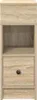 A front view of a narrow wooden nightstand with one drawer and an open shelf. Voir les images du produit