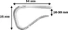 A clear plastic table clamp with dimensions indicated. Produktbild-Vorschau
