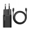 A black USB-C charger and a black Lightning cable are displayed on a white background. Produktbild-Vorschau
