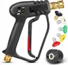 A pressure washer gun with multiple nozzle attachments and a connector. Náhled obrázku produktu