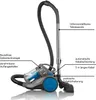 A CLEANmaxx Multi-Zyklon-Staubsauger is shown with labels pointing out its features. Produktbild-Vorschau