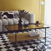 Tavolino vintage in metallo nero con piano in vetro, Anteprima dell’immagine prodotto 3