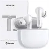A white UGREEN HiTune T3 true wireless earbud set with its charging case, placed next to its packaging. Produktbild-Vorschau