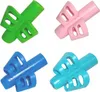 Four colorful pencil grips are arranged in a 2x2 grid against a white background. Produktbild-Vorschau
