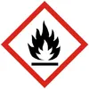 GHS-Piktogramm für entzündliche Stoffe, schwarze Flamme auf weißem Hintergrund mit rotem Rand in rautenförmigem Rahmen Podgląd zdjęcia produktu