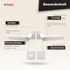 A marketing image showcasing DOMINO door handles with descriptive text and diagrams. Produktbild-Vorschau