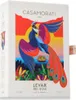 A white box with colorful artwork of a bird and plants, representing perfume packaging. Voir les images du produit