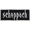 The image shows the brand logo "scheppach" in a stylized font against a black background, framed by silver borders. Produktbild-Vorschau