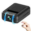 A hand holding a tiny camera next to a larger black device with a camera lens and blue arrows indicating airflow. Produktbild-Vorschau