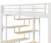 Hochbett mit Eisenrahmen, Ablagefach, LED, Schutzgeländer Produktbild-Vorschau 8