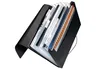 A black project folder with multiple transparent sleeves and dividers, containing papers and a spiral-bound notebook. Náhľad obrázku produktu
