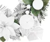 A close-up view of a Christmas wreath with white poinsettias, silver foliage, and white ornaments. Anteprima dell’immagine prodotto