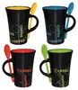 4er-Set Keramik Kaffeebecher & Löffel Kaffeetassen schwarz Produktbild-Vorschau 1