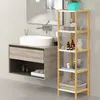 A modern bathroom scene with a vanity, sink, and shelving unit. Anteprima dell’immagine prodotto