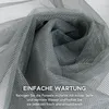 A close-up of gray mesh fabric, with text overlay describing maintenance. Náhled obrázku produktu