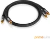 A black audio cable with RCA connectors is coiled on a white background. Anteprima dell’immagine prodotto