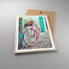 Gerahmtes Poster - Rahmen in heller Eiche - Rosa Fahrrad Produktbild-Vorschau 3