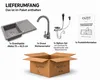 Faizee Home Granitspüle Grau 75 × 44 cm mit Armatur Grau – Produktbild-Vorschau 4