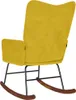 A yellow velvet rocking chair shown from the back. Náhľad obrázku produktu
