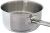 A close-up view of a stainless steel saucepan with measurement markings inside. Produktbild-Vorschau