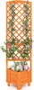 A wooden planter box with a trellis attached, filled with flowers and climbing plants. Podgląd zdjęcia produktu