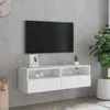 A white wall-mounted TV stand with a TV mounted above it. Podgląd zdjęcia produktu