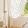 Tenda bianca in voile con ricami floreali e pizzo, tenda Anteprima dell’immagine prodotto 9
