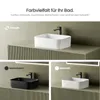 A collage of images showcasing bathroom sinks in different colors. Produktbild-Vorschau